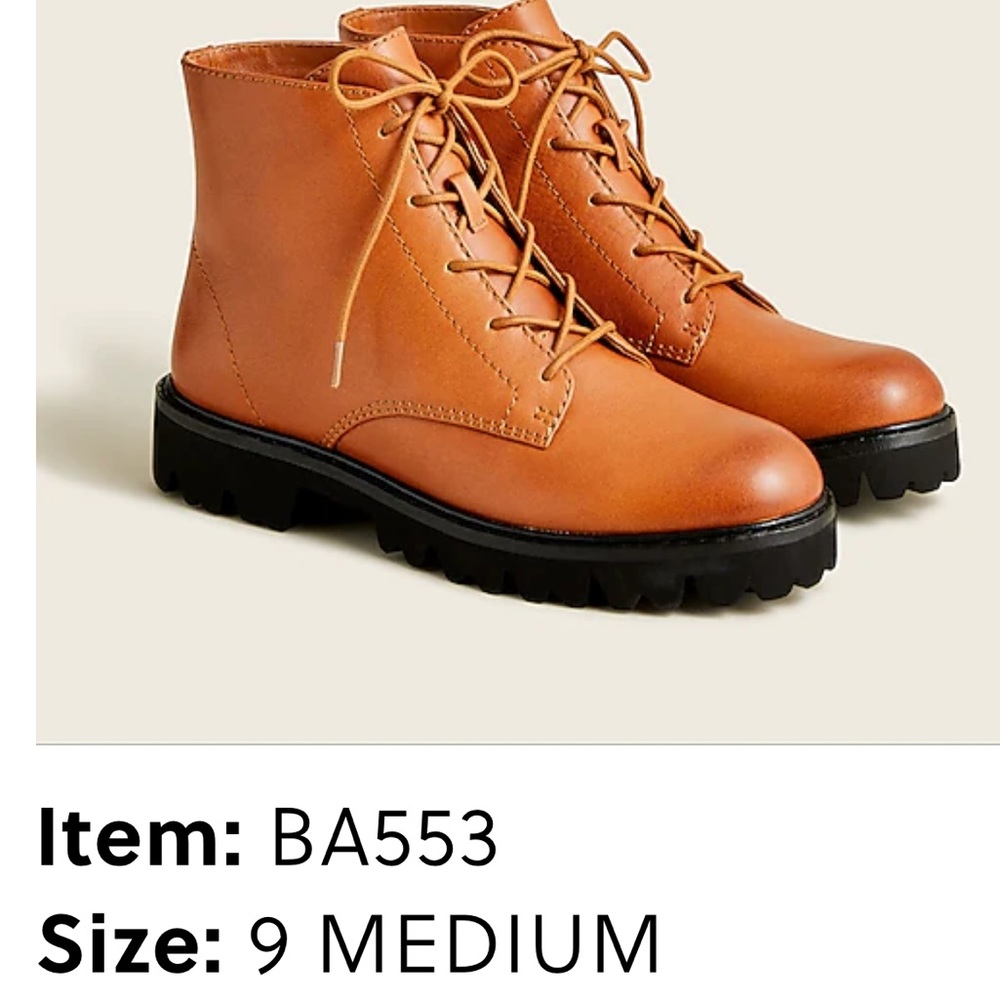 NIB JCREW Polished Leather Lace Up Boot